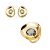 Conjunto de brinco e anel cravejado de zircônia fumê banho em ouro 18k - Imagem 1