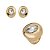 Conjunto de brinco e anel cravejado de zircônia cristal banho em ouro 18k - Imagem 1