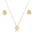 Conjunto de brinco e colar cravejado de zircônia cristal banho em ouro 18k - Imagem 1