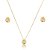 Conjunto de brinco e colar cravejado de zircônia cristal banho em ouro 18k - Imagem 1