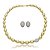 Conjunto de brinco e colar cravejado de zircônia cristal banho em ouro 18k - Imagem 1