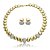 Conjunto de brinco e colar cravejado de zircônia cristal banho em ouro 18k - Imagem 2