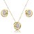 Conjunto de brinco e colar cravejado de zircônia cristal banho em ouro 18k - Imagem 1