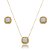 Conjunto de brinco e colar cravejado de zircônia cristal banho em ouro 18k - Imagem 1