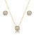 Conjunto de brinco e colar cravejado de zircônia cristal banho em ouro 18k - Imagem 1