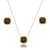 Conjunto de brinco e colar cravejado de zircônia ônix banho em ouro 18k - Imagem 1