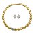 Conjunto de brinco e colar acetinado cravejado de zircônia cristal banho em ouro 18k - Imagem 1