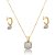 Conjunto de brinco e colar acetinado cravejado de zircônia cristal banho em ouro 18k - Imagem 1