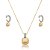 Conjunto de brinco e colar acetinado cravejado de zircônia cristal banho em ouro 18k - Imagem 1