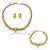 Conjunto de brinco colar e pulseira liso escovado banho em ouro 18k - Imagem 1