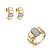 Conjunto de brinco e anel cravejado de zircônia cristal banho em ouro 18k - Imagem 1