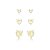 Brinco de trio coração cravejado de zircônia yellow fancy banho em ródio branco - Imagem 1