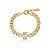 Pulseira de corrente com detalhe cravejado de zircônia cristal banho em ouro 18k - Imagem 1
