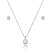 Conjunto Colar e Brinco Oval com Zircônia Cristal Cravejada – Banho em Ródio Branco - Imagem 1
