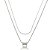 Colar Duplo com Pingente de Laço Cravejado – Banho em Ródio Branco - Imagem 1