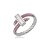 Anel Cravejado com Zircônia Rosa e Baguete Cristal – Banho em Ródio Branco - Imagem 1