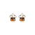 Brinco com Zirconias Champagne e Cristal Banho em Ouro 18K - Imagem 1