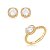 Conjunto de Brinco e Anel Cravejado com Zircônias Cristais Banho em Ouro 18K - Imagem 1