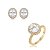 Conjunto de Brinco e Anel Cravejado com Zircônias Cristais Banho em Ouro 18K - Imagem 1