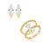Conjunto de Brinco e Anel Navete com Zircônia Cristal Banho em Ouro 18K - Imagem 1