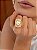 Conjunto de brinco e anel dourado com pérola shell banho em ouro 18k - Imagem 3