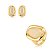 Conjunto de brinco e anel dourado liso com pedra natural banho em ouro 18k - Imagem 2
