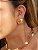 Brinco liso acetinado com detalhe cravejado banho em ouro 18k - Imagem 2