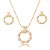 Conjunto de brinco e colar dourado liso banho em ouro 18k - Imagem 2