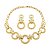 Conjunto de brinco e colar liso com detalhe cravejado banho em ouro 18k - Imagem 1