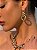 Conjunto de brinco e colar liso com detalhe cravejado banho em ouro 18k - Imagem 2