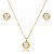 Conjunto de brinco e colar cravejado de zircônia cristal banho em ouro 18k - Imagem 1