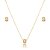 Conjunto de brinco e colar cravejado de zircônia cristal banho em ouro 18k - Imagem 1