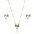 Conjunto de brinco e colar cravejado de zircônia cristal banho em ouro 18k - Imagem 1