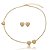 Conjunto de brinco e colar cravejado de zircônia cristal banho em ouro 18k - Imagem 1