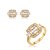 Conjunto de brinco e anel cravejado de zircônia cristal banho em ouro 18k - Imagem 1