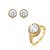 Conjunto de brinco e anel cravejado de zircônia cristal banho em ouro 18k - Imagem 1