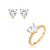 Conjunto de brinco e anel de coração cravejado de zircônia cristal banho em ouro 18k - Imagem 1