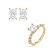 Conjunto de brinco e anel cravejado de zircônia cristal banho em ouro 18k - Imagem 1