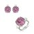 Conjunto de brinco e anel regulável com zircônia rosa claro banho em ródio branco - Imagem 1