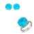 Conjunto de brinco e anel regulável com zircônia sky blue banho em ródio branco - Imagem 1