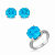 Conjunto de brinco e anel regulável com zircônia sky blue banho em ródio branco - Imagem 1