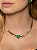 Conjunto de brinco e colar de coração com pedra fusion esmeralda banho em ouro 18k - Imagem 2
