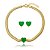 Conjunto de brinco e colar de coração com pedra fusion esmeralda banho em ouro 18k - Imagem 1