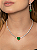 Conjunto de brinco e colar luxo de coração cravejado de zircônia e pedra fusion esmeralda banho em ouro 18k - Imagem 3