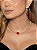 Conjunto de brinco e colar luxo de coração cravejado de zircônia e pedra fusion pink banho em ouro 18k - Imagem 4