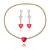 Conjunto de brinco e colar luxo de coração cravejado de zircônia e pedra fusion pink banho em ouro 18k - Imagem 1