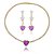 Conjunto de brinco e colar luxo de coração cravejado de zircônia e pedra fusion ametista banho em ouro 18k - Imagem 1