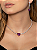 Conjunto de brinco e colar luxo de coração cravejado de zircônia e pedra fusion ametista banho em ouro 18k - Imagem 3
