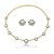 Conjunto de brinco e colar luxo de flor cravejado de zircônia cristal e topázio banho em ouro 18k - Imagem 1