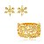 Conjunto de bracelete e brinco de flor cravejado de zircônia cristal banho em ouro 18k - Imagem 1